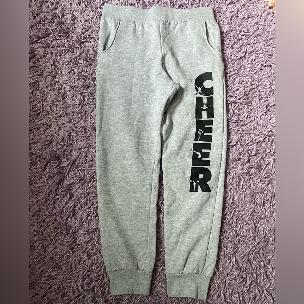 Girls Boxercraft Heather Gray CHEER Sweatpants sz L 14/16 📣